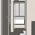 Modern Bathroom Interior Design With White Tiles Window Blinds Toilet And Vanity Area