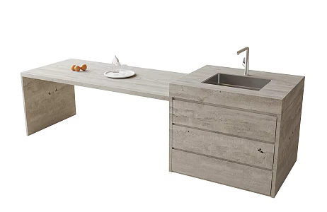 Modern Island Table Wash Basin 3d model