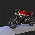 Red Modern Motorcycle With Sleek Body Black Seat And Metallic Frame