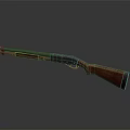 Classic Hunting Shotgun With Wooden Stock And Metal Barrel On Dark Surface