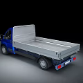 Blue Commercial Single Cab Flatbed Truck With Modern Design In Dark Background