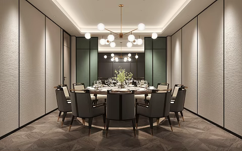 Modern private restaurant with bag 3d model