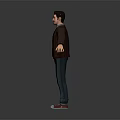 3D Game Movie Character Wearing Brown Jacket Shirt Green Pants And Sneakers With Arms Outstretched