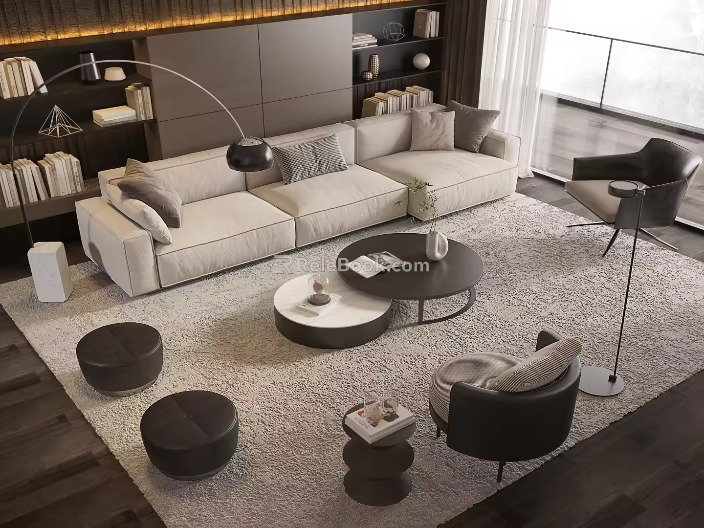 Modern sofa coffee table combination 3d model