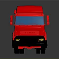 Red Truck Cab 3D Render With Blue Windshield And Black Wheels 3d model