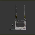 Industrial Lifting Platform Structure With Hanging Chains Yellow Hoisting Rings And Blue Lighting
