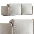 Modern Beige Upholstered Two Seater Sofa With Plush Cushions For Living Room
