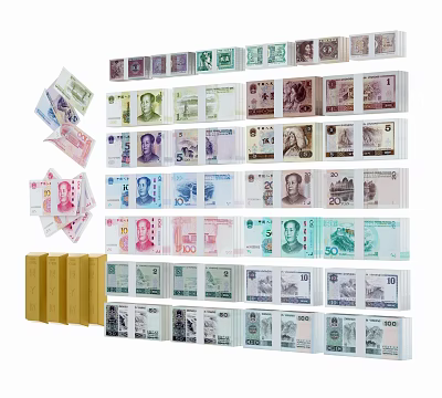 Modern RMB Banknotes Gold Banknotes 3d model Modern RMB Banknotes Gold Banknotes 3d model