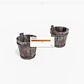 Old Worn Wooden Buckets With Rustic Design And Distressed Finish