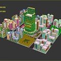 Modern Cartoon Architecture Aerial View Urban Aerial View Micro City Micro City Landscape 3d model