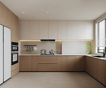 Log style kitchen U-shaped kitchen 3d model