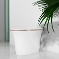 Sleek White Modern Toilet Design With Palm Tree And Minimalist White Background