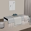 Serene Spa Room With Comfortable Treatment Bed Towels Trolley Curtains And Rug
