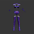 Trendy Purple Lingerie Set With Thigh High Boots And Wristband Accessories