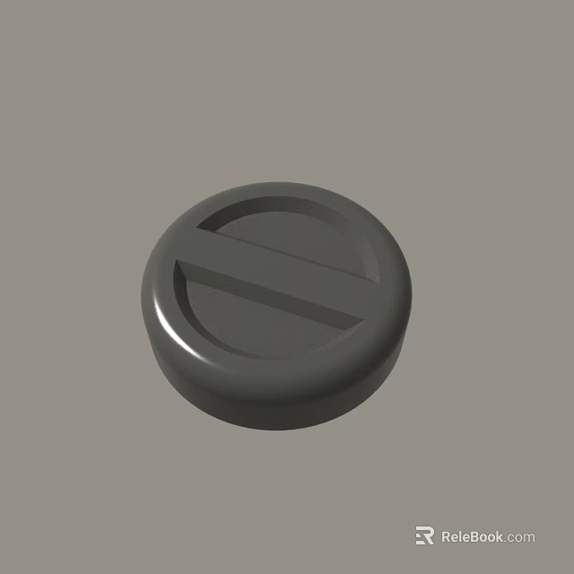 Gray Round Plastic Component With Central Horizontal Groove And Smooth Surface 3d model 