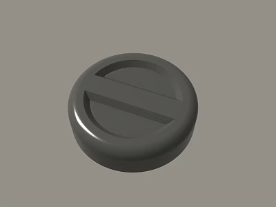 Gray Round Plastic Component With Central Horizontal Groove And Smooth Surface 3d model