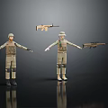 Detailed Military Action Figures In Uniform With Assault Rifle And Sniper Rifle