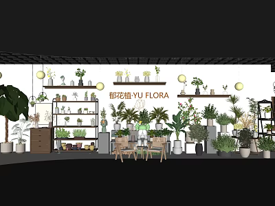 Flora Florist Shop With Various Green Plants And Decorative Plant Displays 3d model
