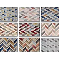 Stylish Square Rugs Featuring Geometric Triangular Patterns In Various Modern Colors 3d model