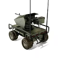 Military Weapon System Mounted on Wheeled Unmanned Vehicle with Antennas and Robotic Design