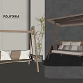 POLIFORM Modern Swing Chairs With Wooden Frame Woven Details And Cushions