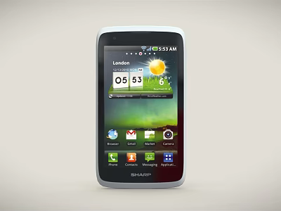 Skyworth Touchscreen Smartphone With Screen Showing London Weather Time And App Icons 3d model