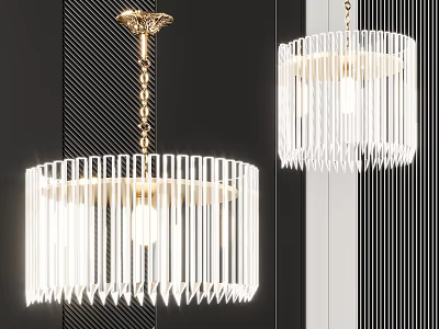 Modern Crystal Chandelier With Vertical Crystal Strips Gold Metal Frame For Elegant Interior Lighting 3d model