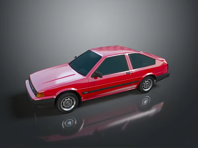 Red Classic Two Door Car With Sleek Design And Reflective Surface 3d model