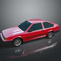 Red Classic Two Door Car With Sleek Design And Reflective Surface 3d model