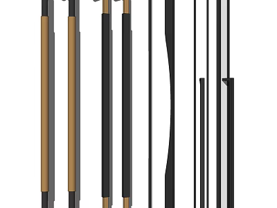 Modern Furniture Handles With Sleek Metal Wooden And Brass Design Variations 3d model