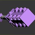 Purple Spiked Hammer Weapon With White Handle And Pixelated Design