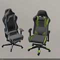 Ergonomic Gaming Chairs With Gray And Green Design Adjustable Armrests And Wheels