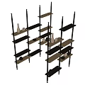 Modern Multi Tiered Bookshelf With Wooden Shelves And Decorative Vases