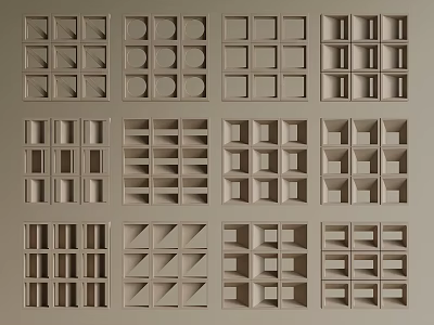 Various Geometric Room Divider Designs With Different Grid And Pattern Styles 3d model