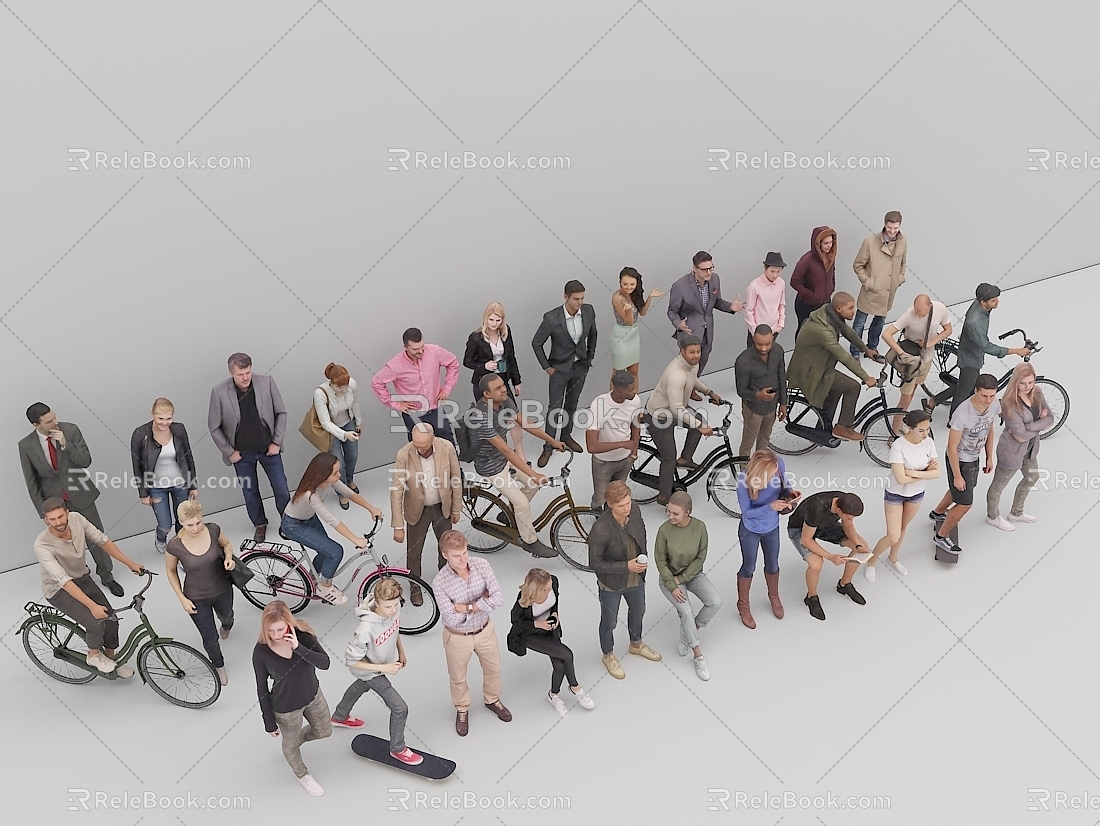 Crowd Business Office Staff Leisure People 3d model