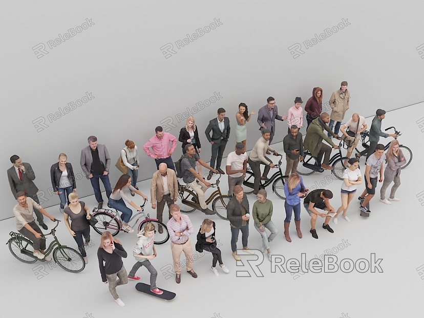 Crowd Business Office Staff Leisure People model