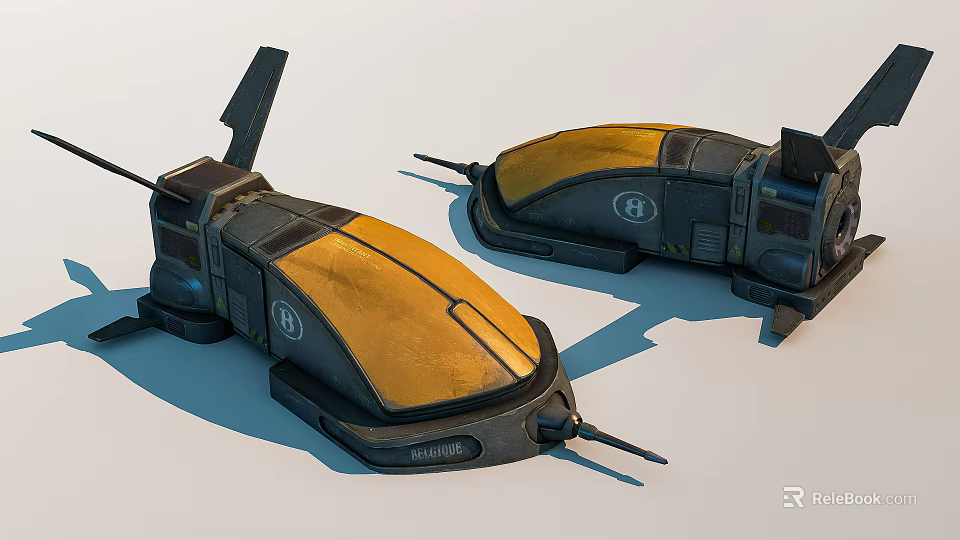 Futuristic Mechanical Devices With Yellow And Black Shells And Tech Components 3d model