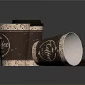 Paper Coffee Cups With Patterned Design And Coffee Print Featuring Lid And Spilled Drink 3d model