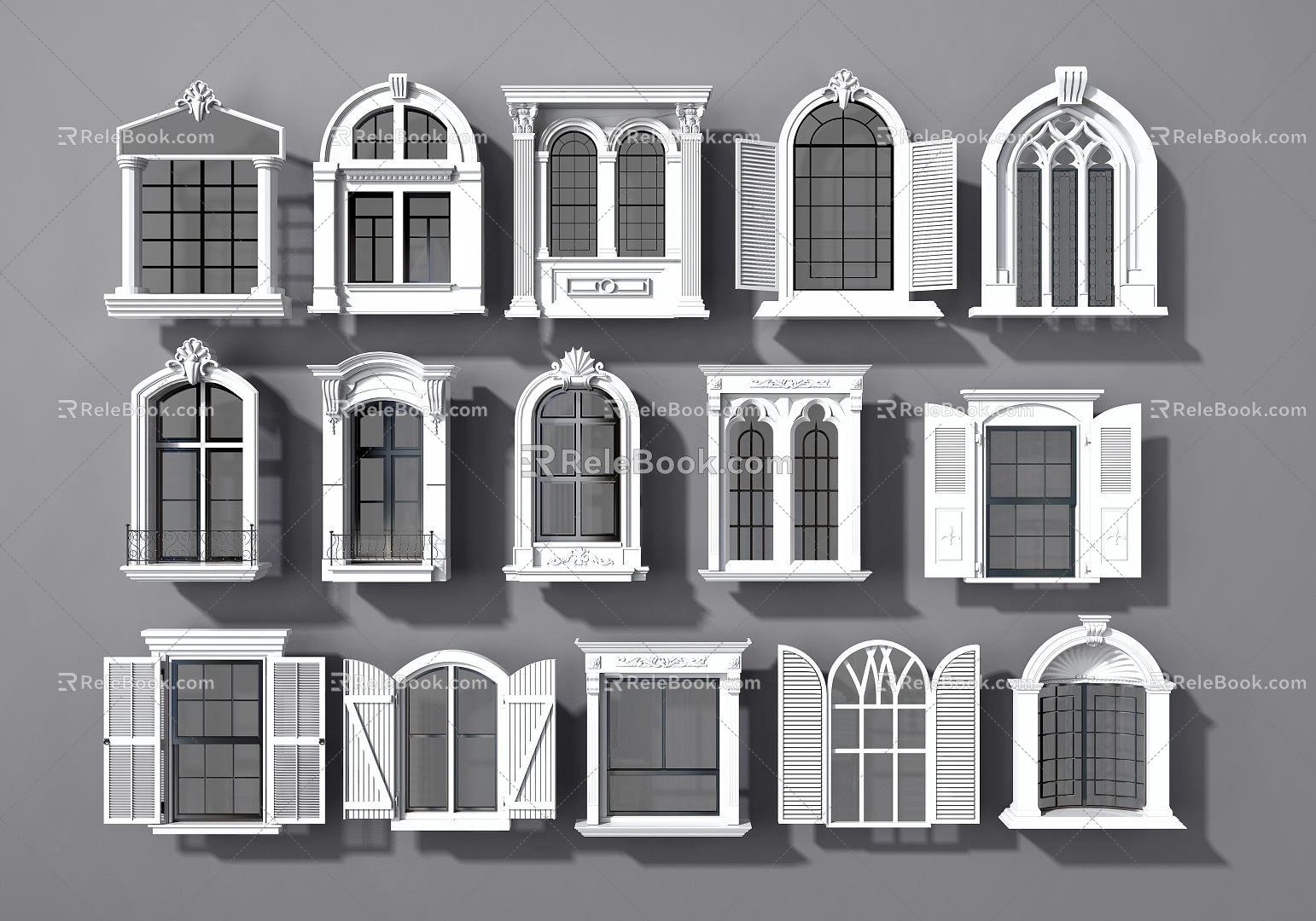 European-style Jane European window combination 3d model