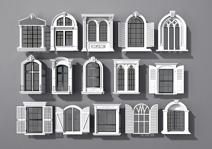 European-style Jane European window combination 3d model