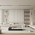 Modern Living Room Interior Design With Sectional Sofa Coffee Table And Decorative Wall Panels