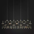 Modern Grid Chandelier With Gold Frame And Spherical Light Bulbs 3d model