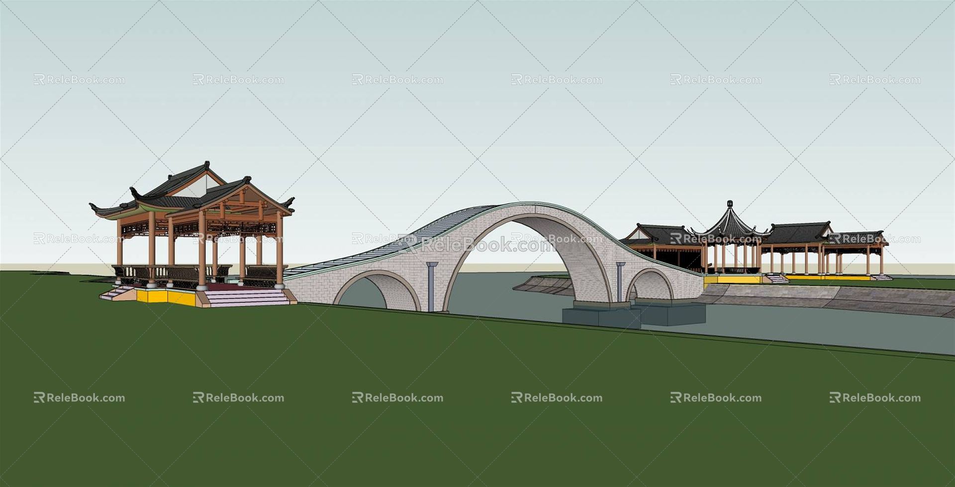 New Chinese Bridge Landscape model