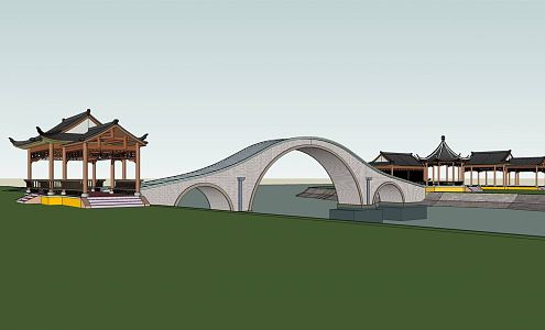 New Chinese Bridge Landscape 3d model