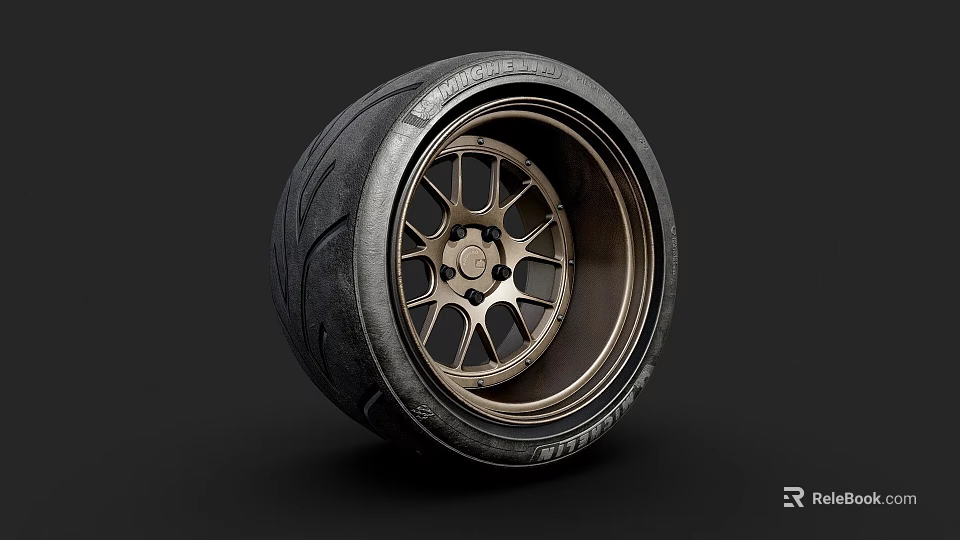 High Quality Car Tire Featuring Metallic Alloy Wheel And Deep Tread Pattern 3d model