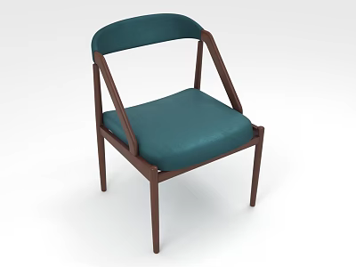 Modern Single Chair With Teal Upholstered Seat And Backrest And Brown Wooden Frame 3d model