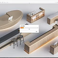 Modern reception desk, front desk, bar counter, cashier counter 3d model