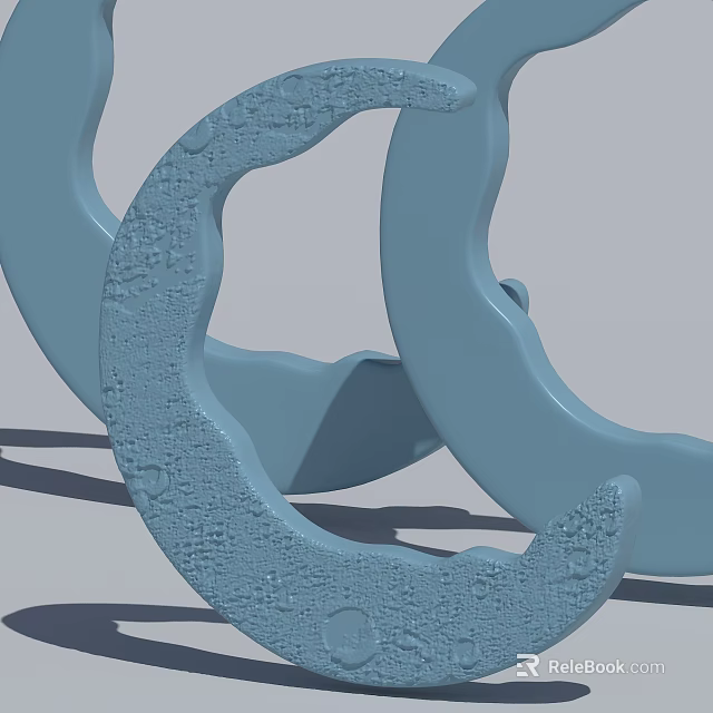 Light Blue Circular Decorative Rings With Rough Texture Overlapping And Shadow Design 3d model 