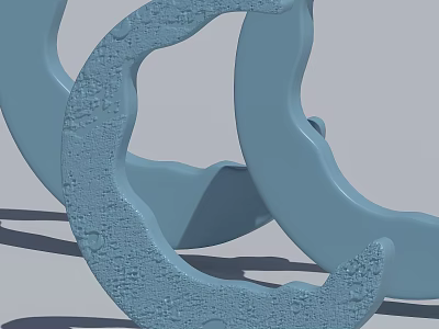 Light Blue Circular Decorative Rings With Rough Texture Overlapping And Shadow Design 3d model