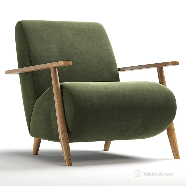 Modern Green Sofa and Coffee Table Set with Wooden Frames and Soft Upholstery 3d model 